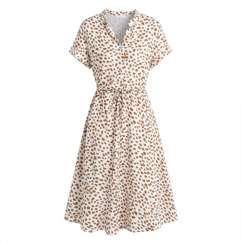Robe chemise femme coton élégante bouton décoratif printemps-été