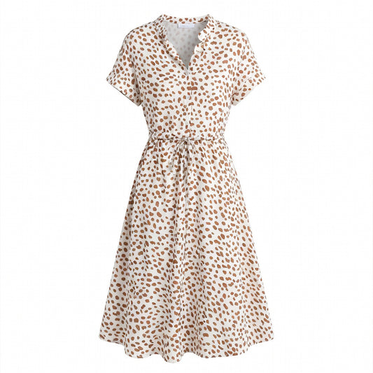 Robe chemise femme coton élégante bouton décoratif printemps-été