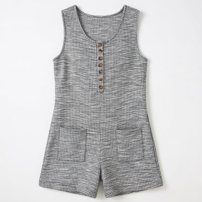 Combinaison femme coton été combinaison décontractée sans manches femme