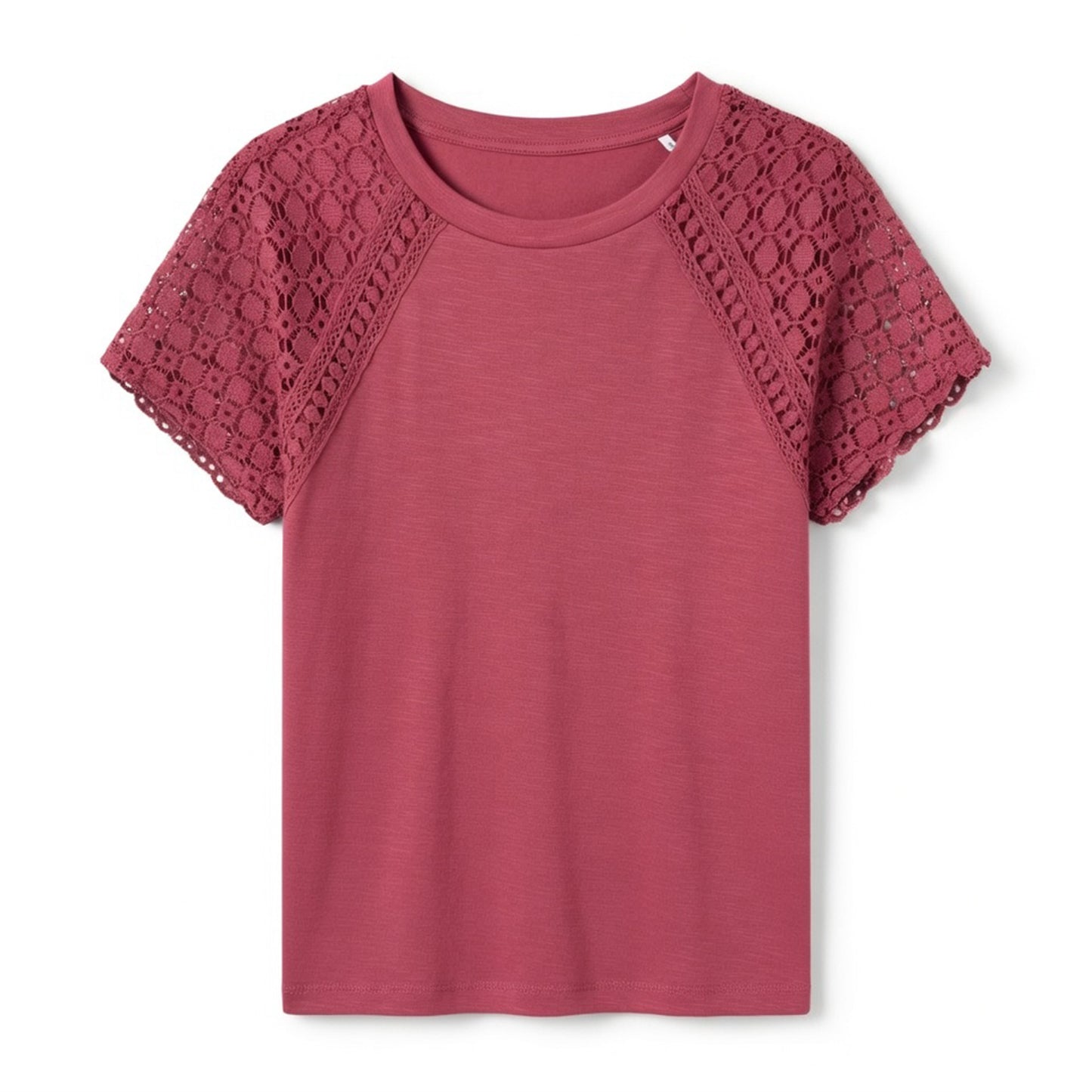 T-shirt femme coton manches dentelle printemps été haut décontracté femme