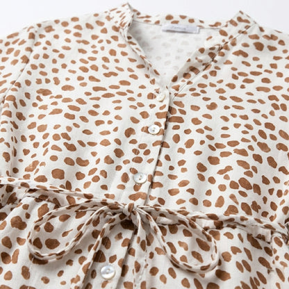 Robe chemise femme coton élégante bouton décoratif printemps-été