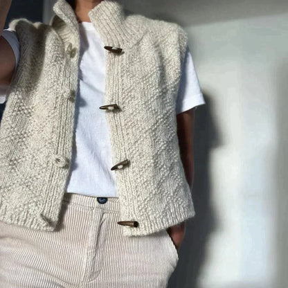 Gilet Tricoté Col Montant Pour Femme | Sans Manches