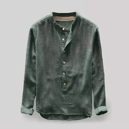Chemise Simple À Col Henley Pour Homme | Manches Longues
