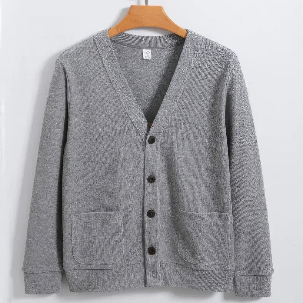 Cardigan D'hiver Pour Homme Avec Patte De Boutonnage Et Col En V | Avec Poche