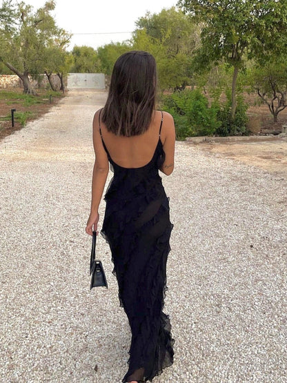 Senna | Robe Sans Manches À Volants Pour Femmes | Maxi