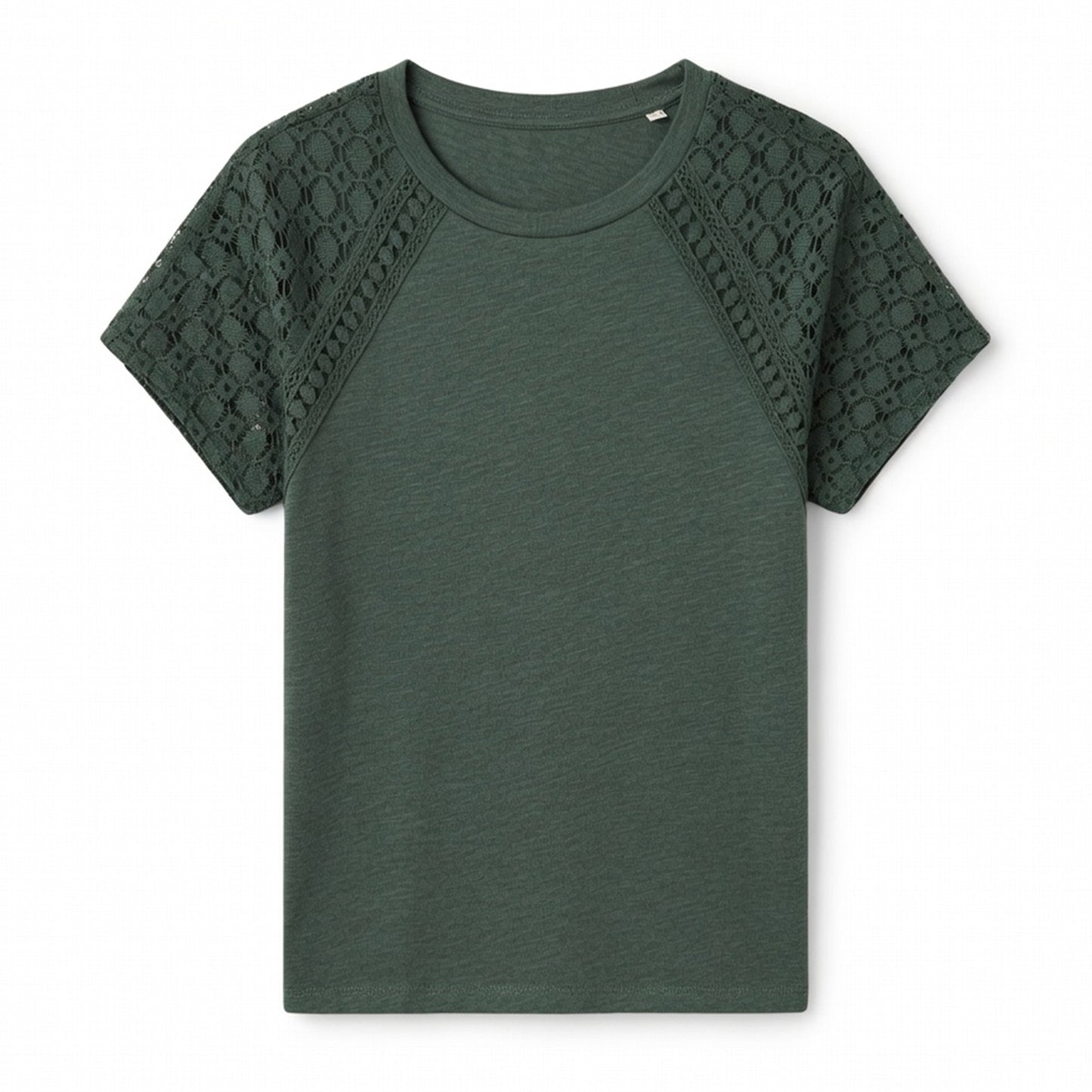 T-shirt femme coton manches dentelle printemps été haut décontracté femme