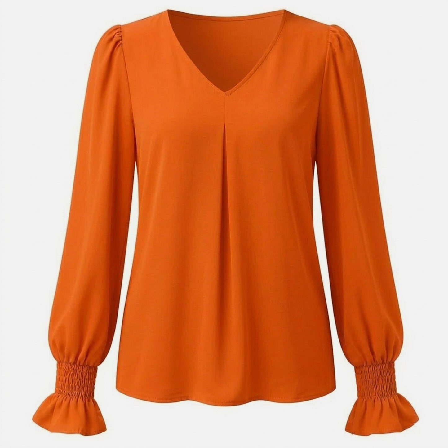 Chemisier femme chiffon manches longues été blouse femme col V ample
