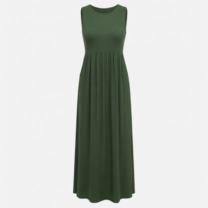Robe femme coton été robe longue sans manches style vacances