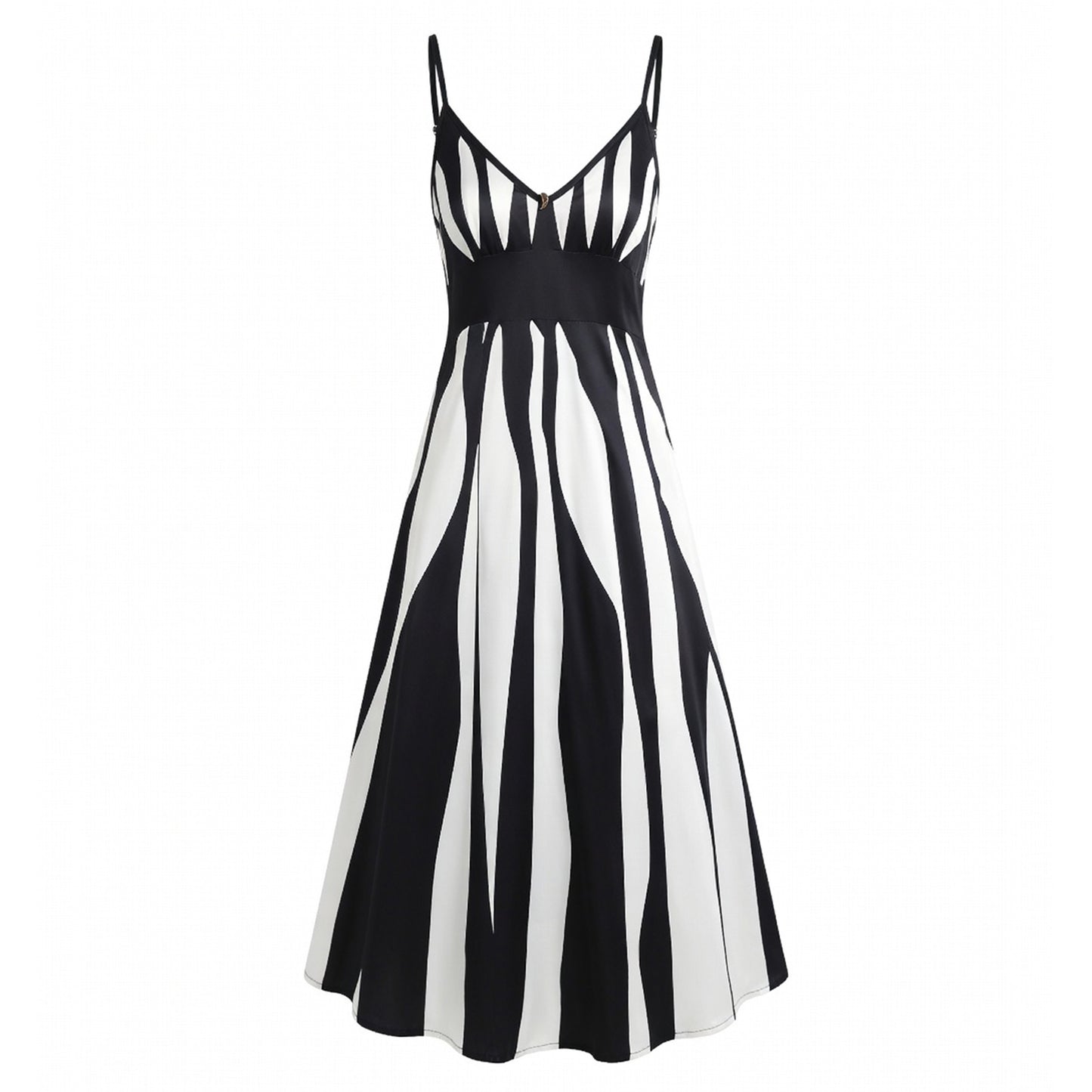 Robe femme en coton col V à fines bretelles pour le printemps