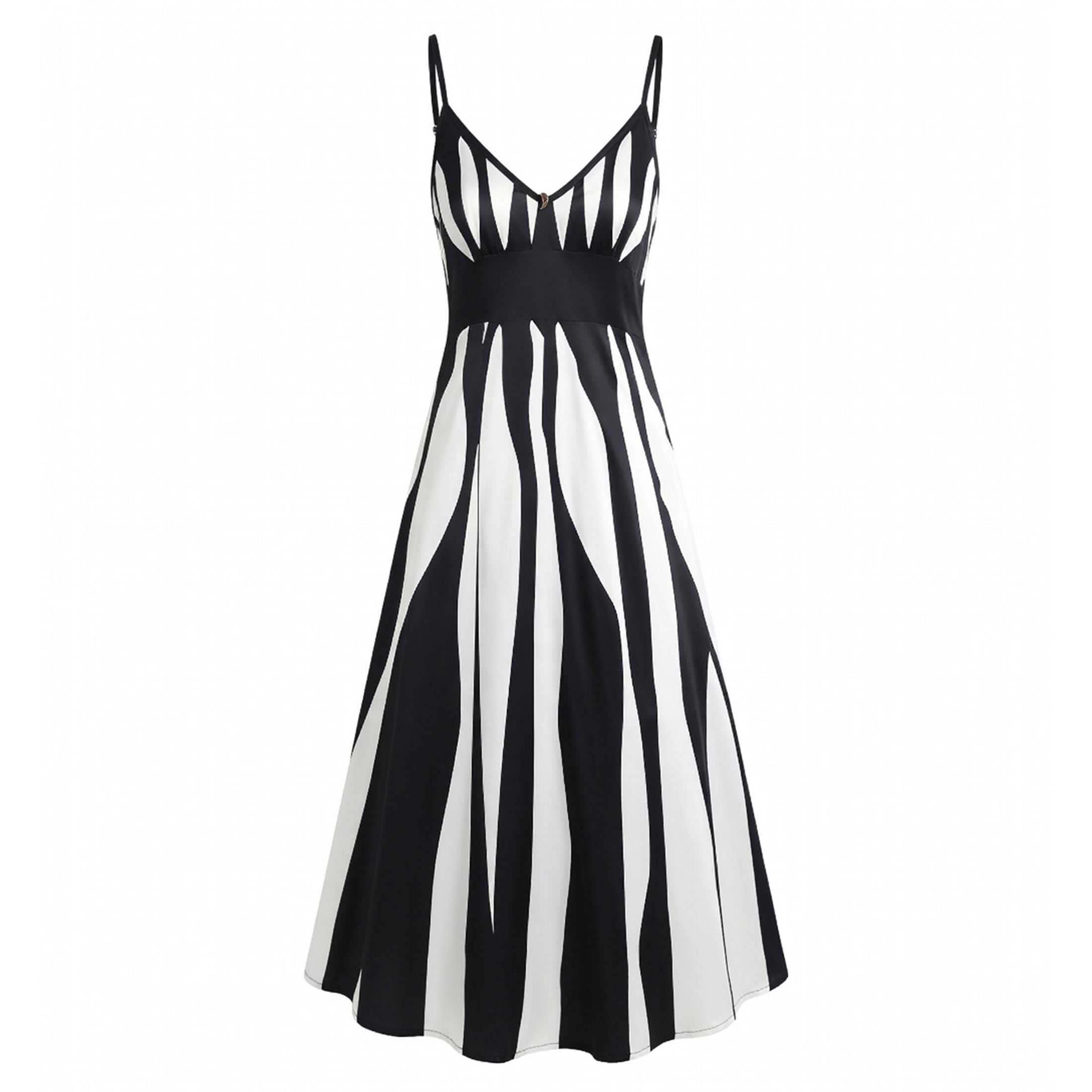 Robe femme en coton col V à fines bretelles pour le printemps