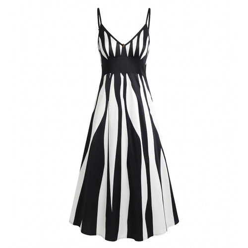 Robe femme en coton col V à fines bretelles pour le printemps