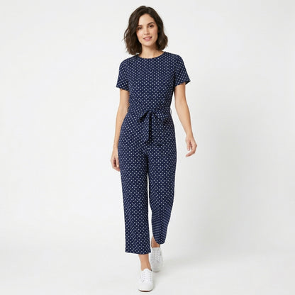 Combinaison femme coton à pois élégante printemps