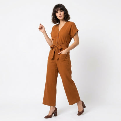 Pantalon homme coton élégant taille haute boutons devant printemps-été