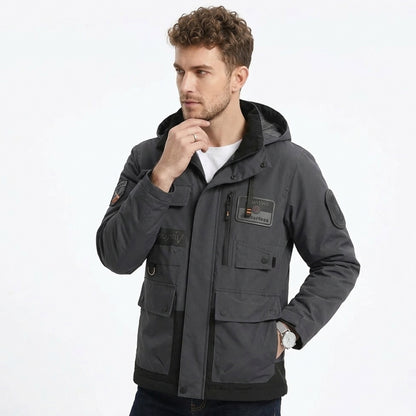 Veste homme polyester printemps automne blouson homme capuche zippé outdoor