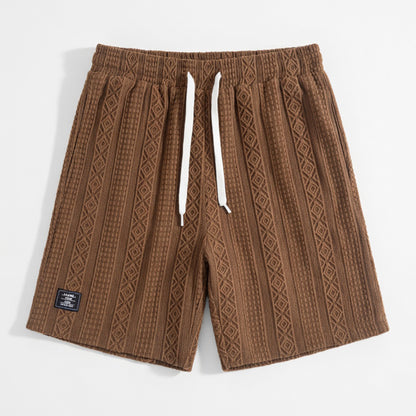 Short homme coton été short maille casual cordon ajustable géométrique