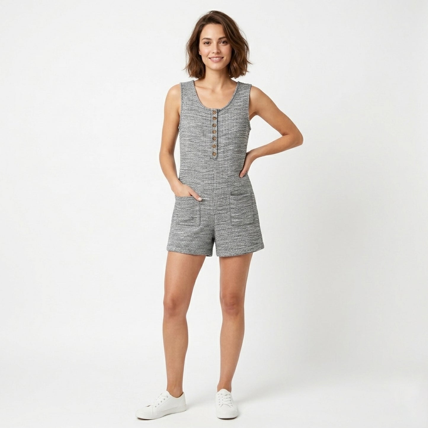 Combinaison femme coton été combinaison décontractée sans manches femme