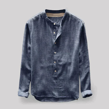 Chemise Simple À Col Henley Pour Homme | Manches Longues