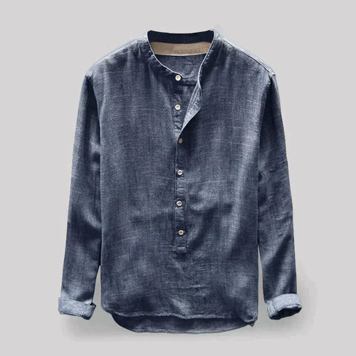 Chemise Simple À Col Henley Pour Homme | Manches Longues