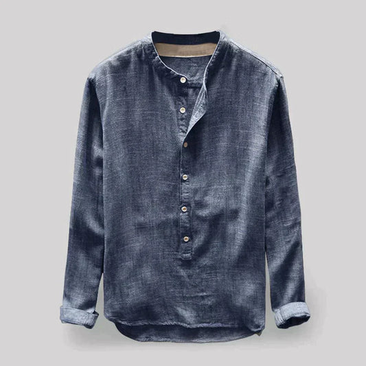 Chemise Simple À Col Henley Pour Homme | Manches Longues