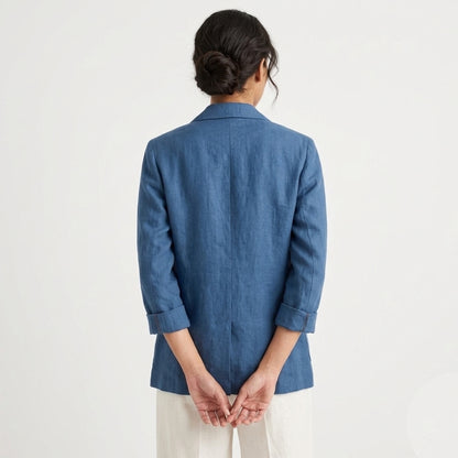 Blazer femme coton été blazer casual manches longues coupe droite élégante