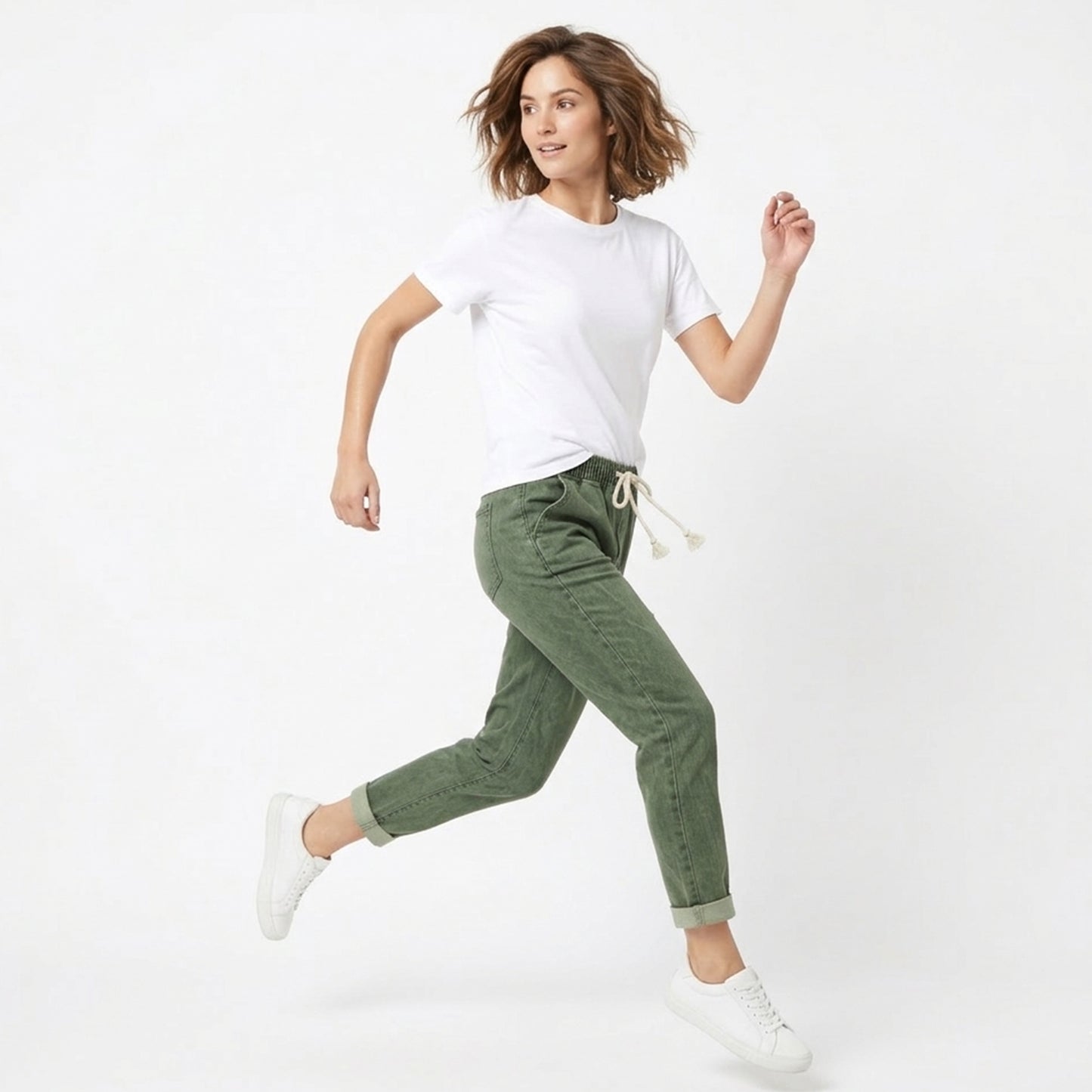 Jean femme denim coton été jean taille élastique coupe droite slim