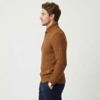 Pull homme en maille douce pour automne-hiver, manches longues, coupe régulière