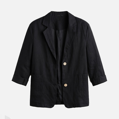 Blazer femme coton été blazer casual manches longues coupe droite élégante