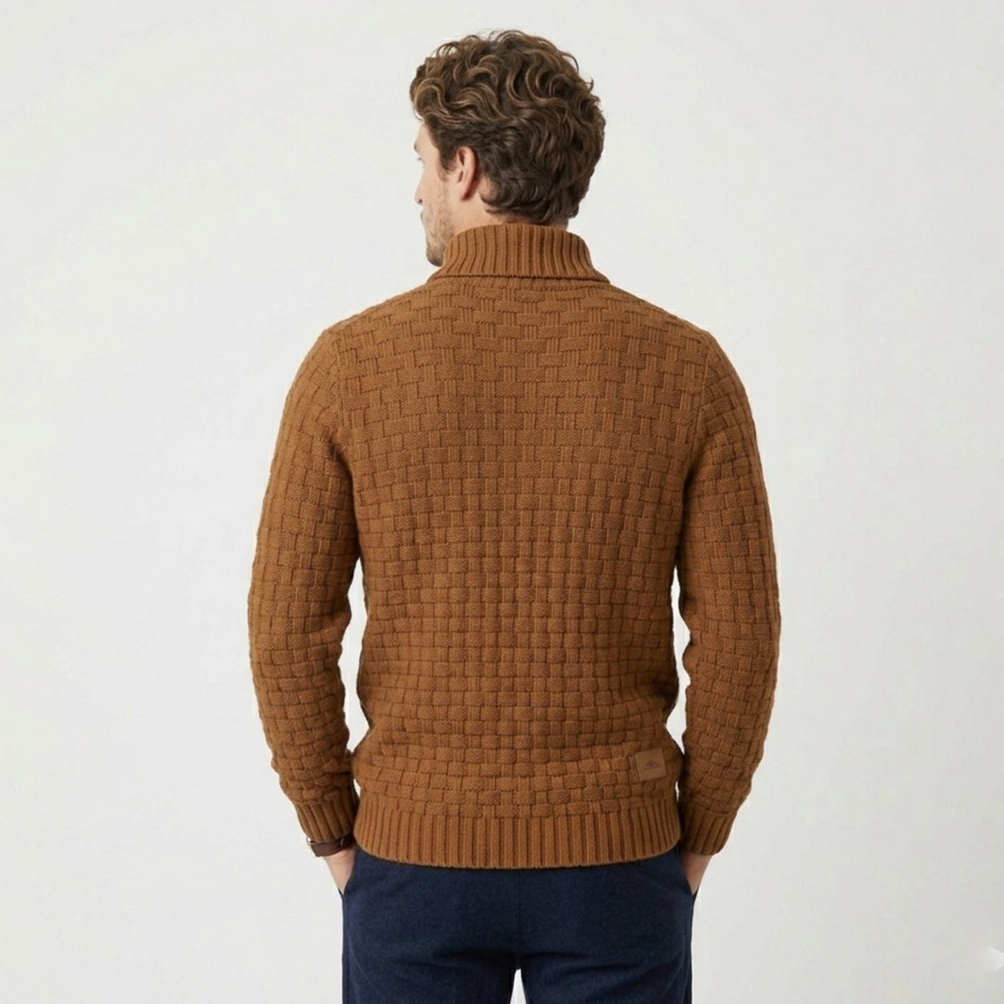 Pull homme en maille douce pour automne-hiver, manches longues, coupe régulière