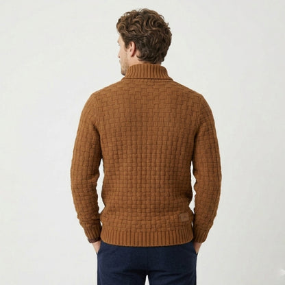 Pull homme en maille douce pour automne-hiver, manches longues, coupe régulière