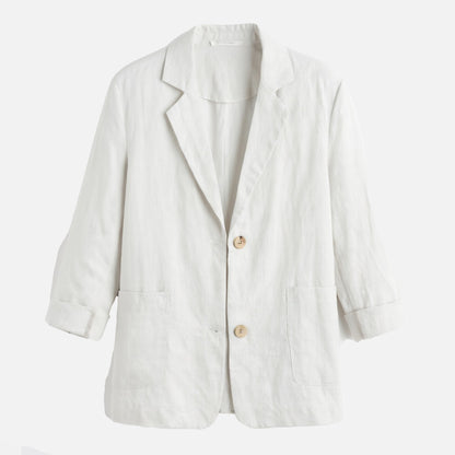 Blazer femme coton été blazer casual manches longues coupe droite élégante