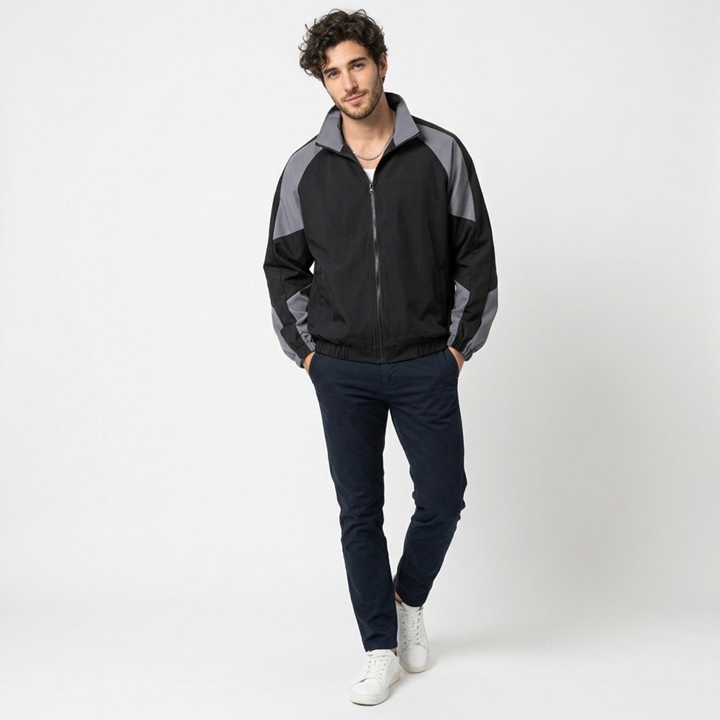 Veste homme polyester printemps automne blouson zippé homme streetwear léger