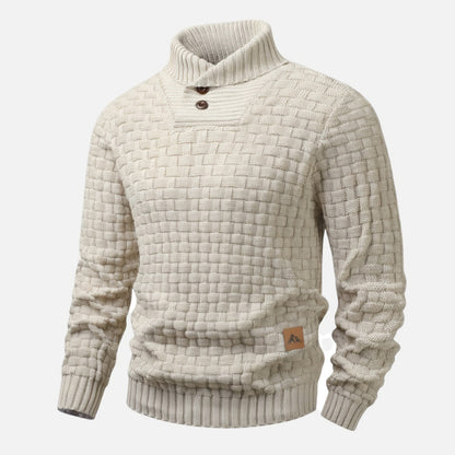 Pull homme en maille douce pour automne-hiver, manches longues, coupe régulière