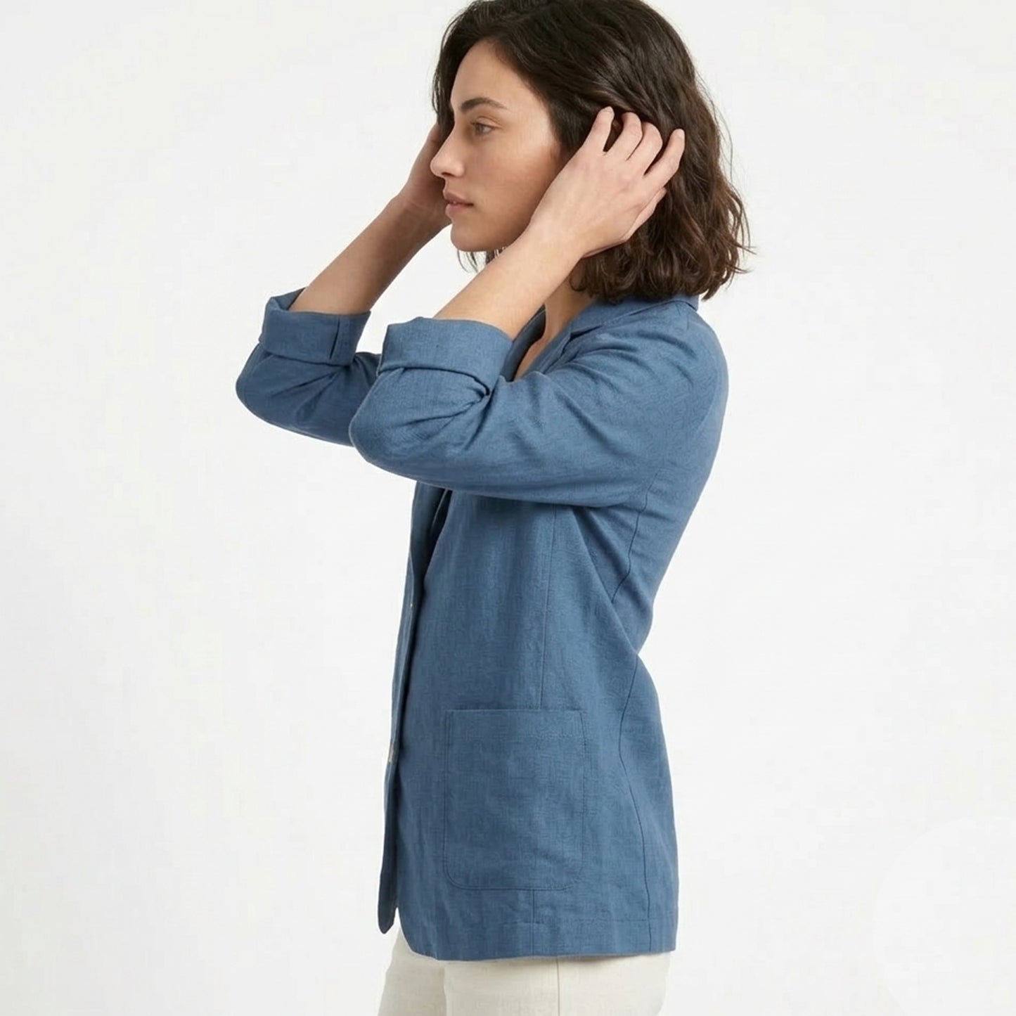 Blazer femme coton été blazer casual manches longues coupe droite élégante