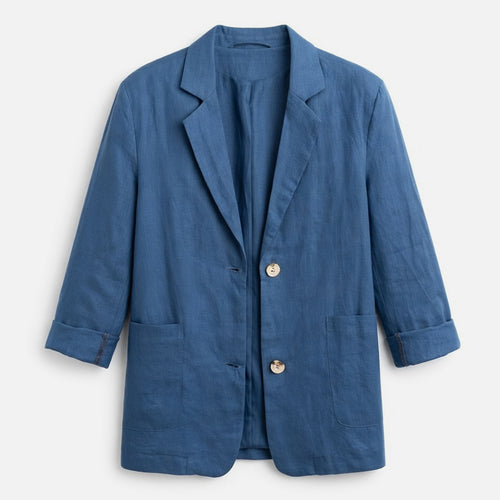 Blazer femme coton été blazer casual manches longues coupe droite élégante