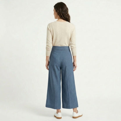Pantalon femme lin printemps été pantalon large femme taille haute