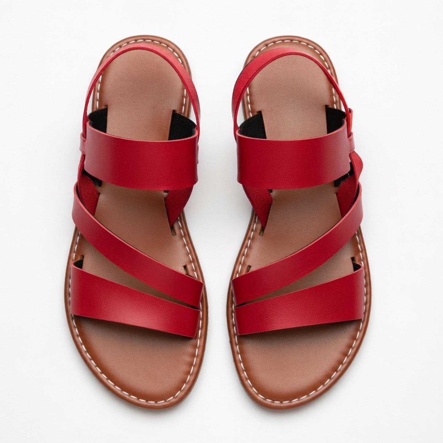 Sandales femme cuir plates été style décontracté extérieur