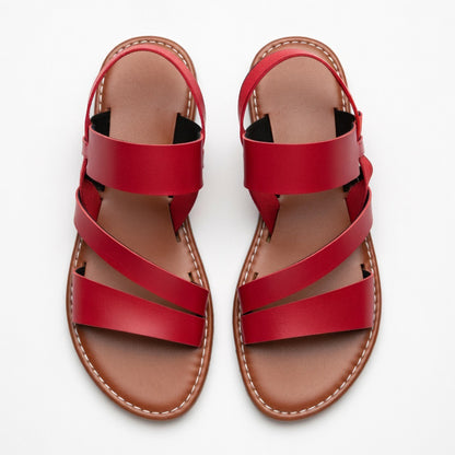Sandales femme cuir plates été style décontracté extérieur
