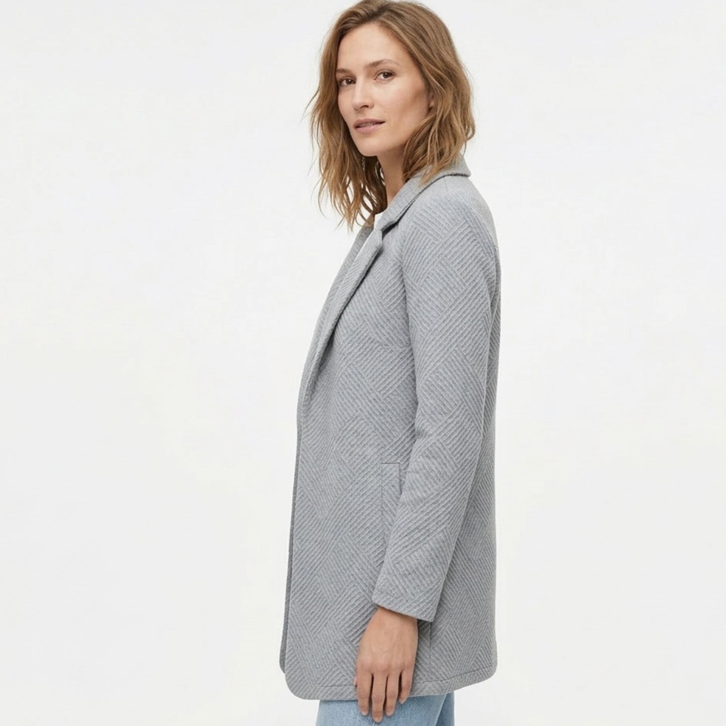 Blazer femme coton été blazer ouvert manches longues léger élégant