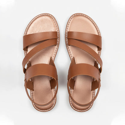 Sandales femme cuir plates été style décontracté extérieur