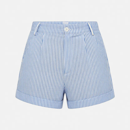 Short femme coton été short ample rayé décontracté femme casual chic