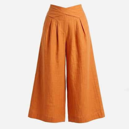 Pantalon femme lin printemps été pantalon large femme taille haute