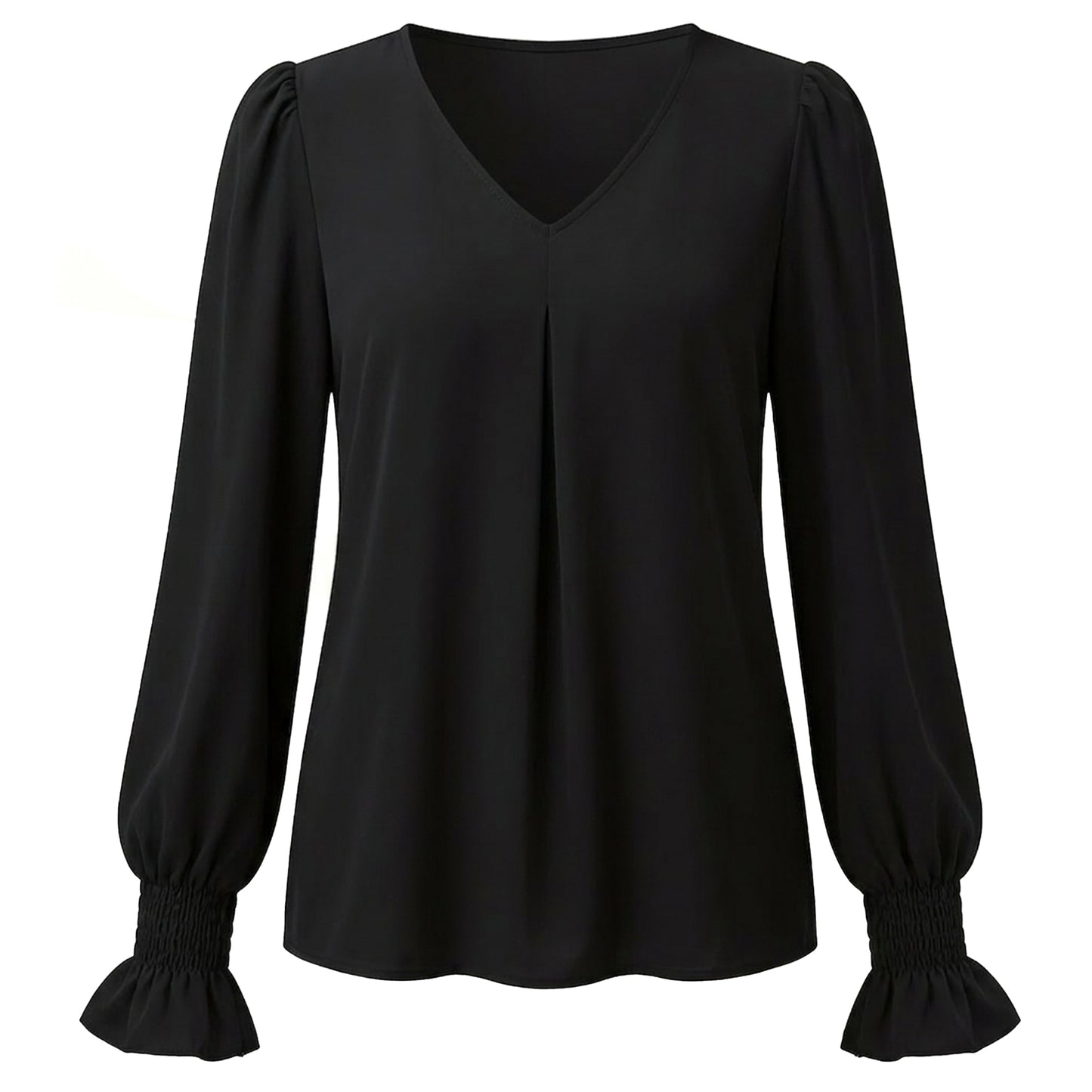Chemisier femme chiffon manches longues été blouse femme col V ample