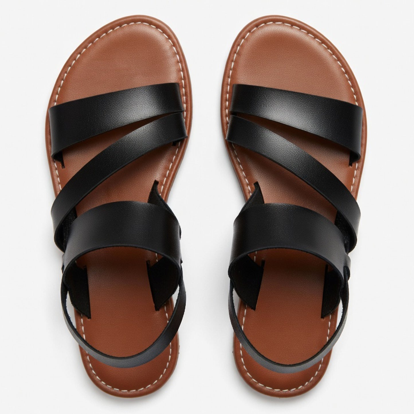 Sandales femme cuir plates été style décontracté extérieur