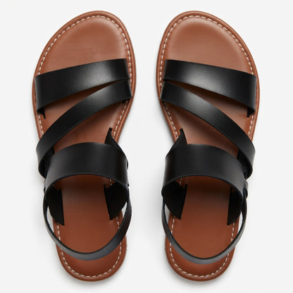 Sandales femme cuir plates été style décontracté extérieur