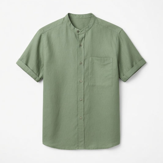 Chemise homme coton été manches courtes chemise plage casual élégante