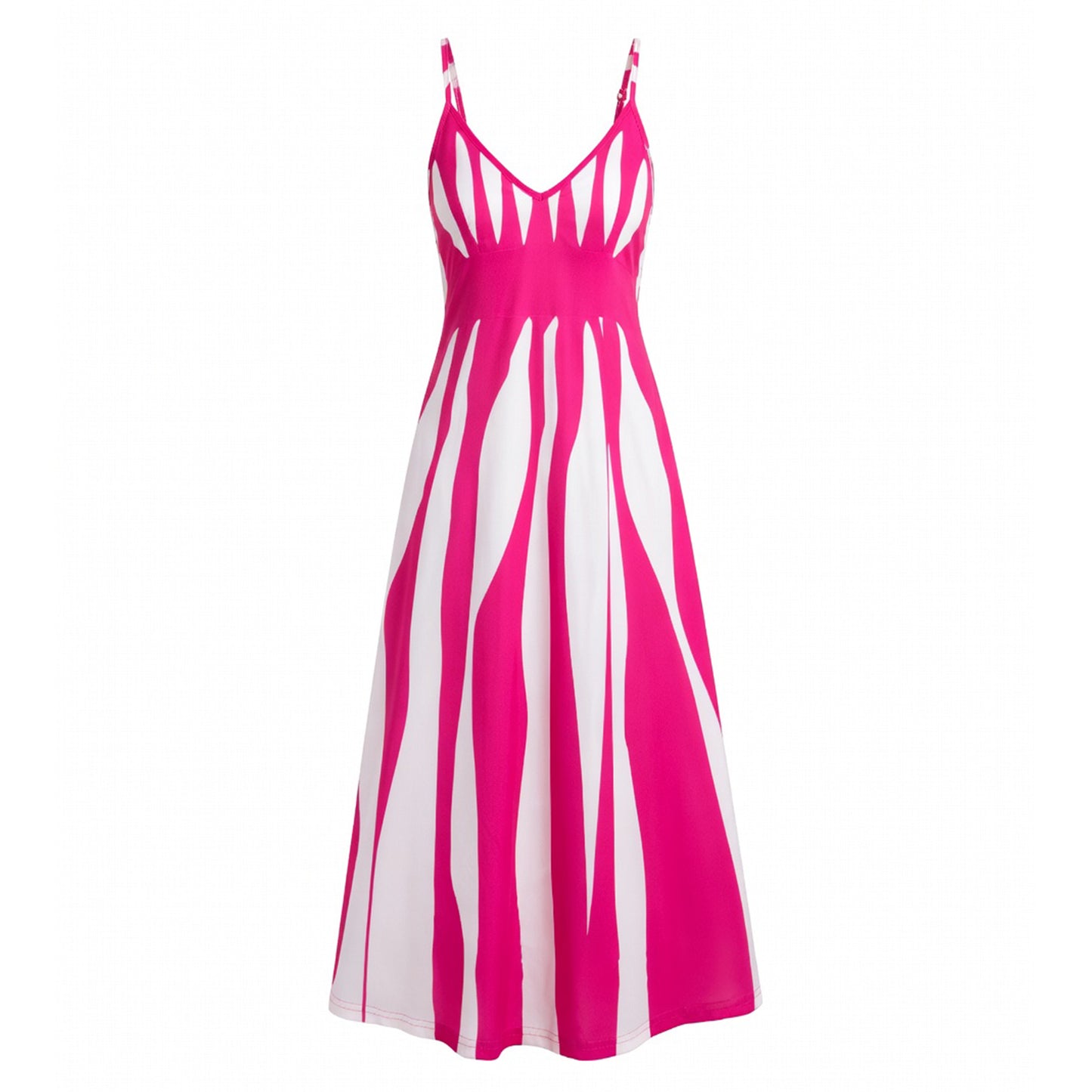 Robe femme en coton col V à fines bretelles pour le printemps