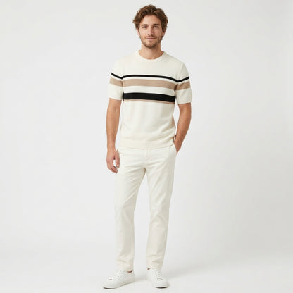 T-shirt homme manches courtes en maille coton pour le printemps été