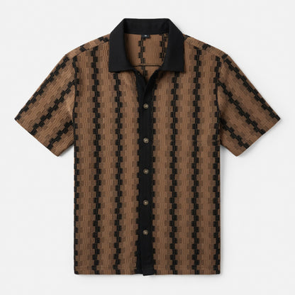 Chemise homme coton été rayures casual légère col boutonné