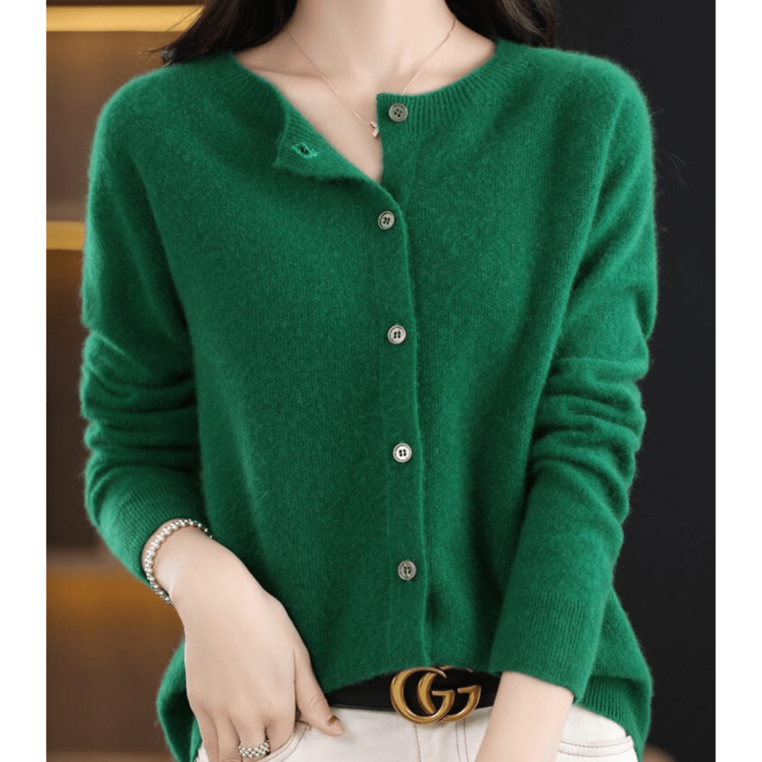 Cardigan En Cachemire À Boutons Et Manches Longues Pour Femme | Col Rond