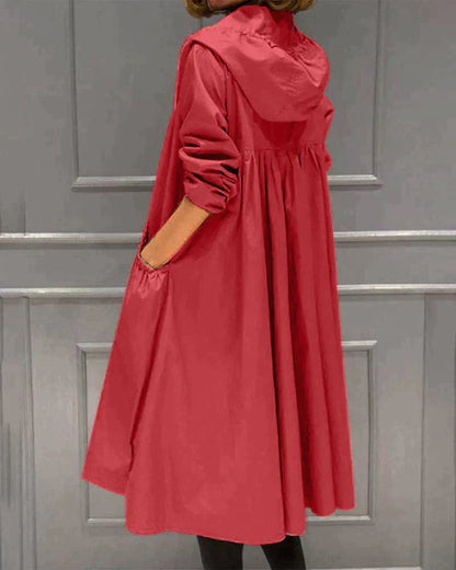 Veste De Pluie Longue Zippée Pour Femme | Capuche